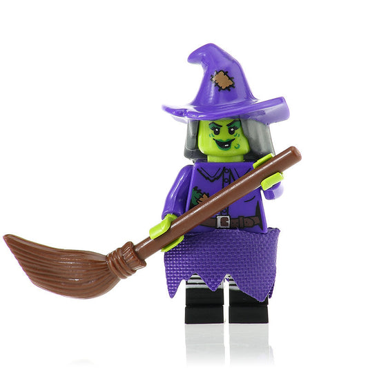 Witch in Purple with Broomstick Horror Movie Minifigure